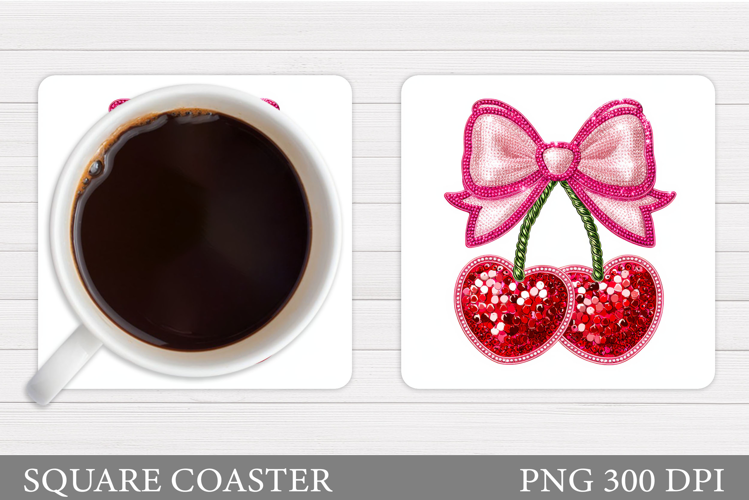 Valentines Cherry Coaster. Valentines Coaster Sublimation
