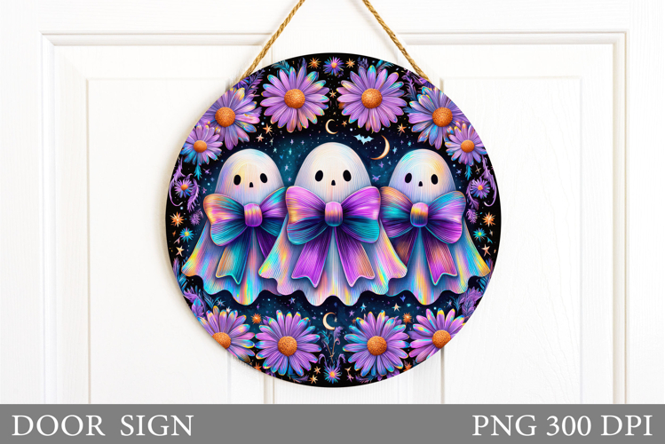 Cute Ghost Door Sign Design. Halloween Door Sign Sublimation