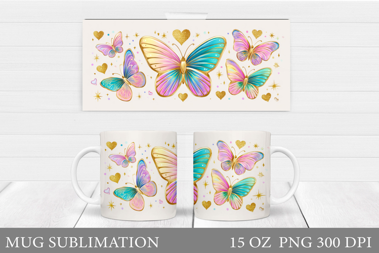 Butterflies Mug Sublimation. Butterfly Mug Design