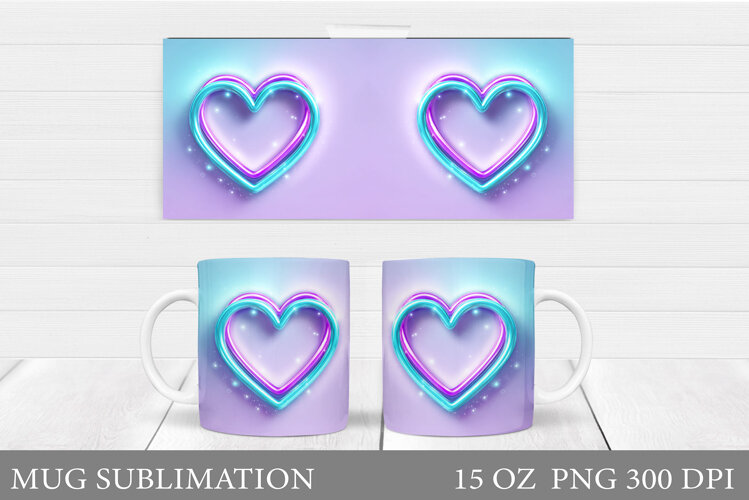 Heart Mug Sublimation. Valentines Mug Wrap Design example image 1