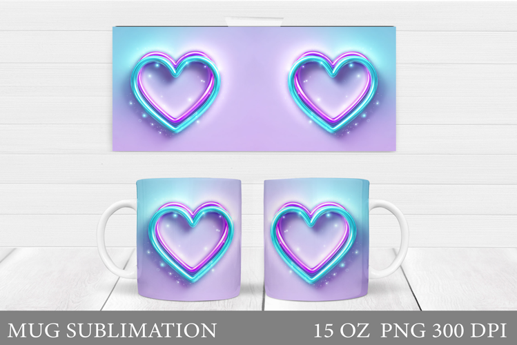 Heart Mug Sublimation. Valentines Mug Wrap Design