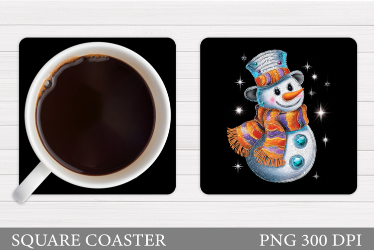 Sparkling Snowman Coaster. Christmas Coaster Sublimation