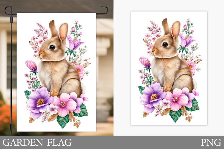 Summer Bunny Garden Flag. Summer Garden Flag Sublimation