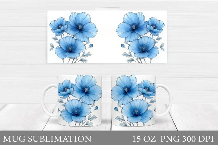 Flowers Mug Sublimation. Floral Mug Wrap Design