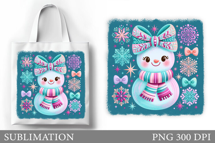 Snowman Tote Bag. Christmas Tote Bag Sublimation example image 1