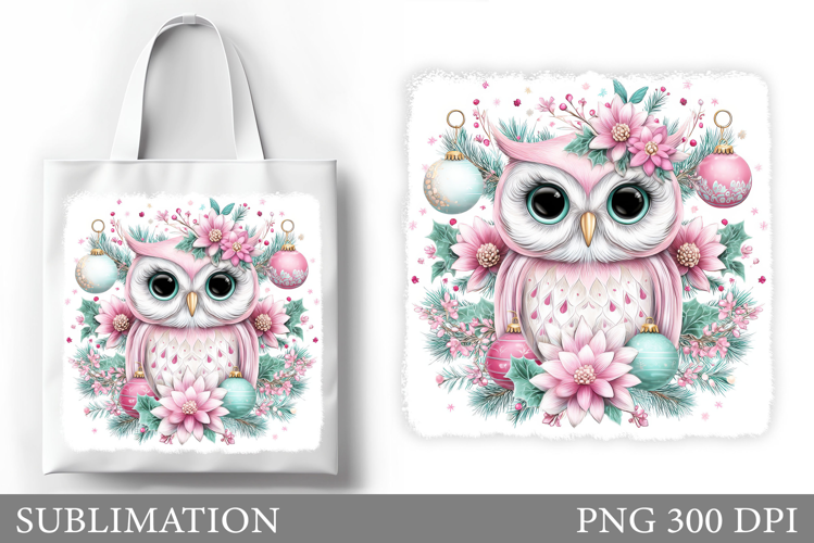 Christmas Owl Tote Bag. Christmas Tote Bag Sublimation