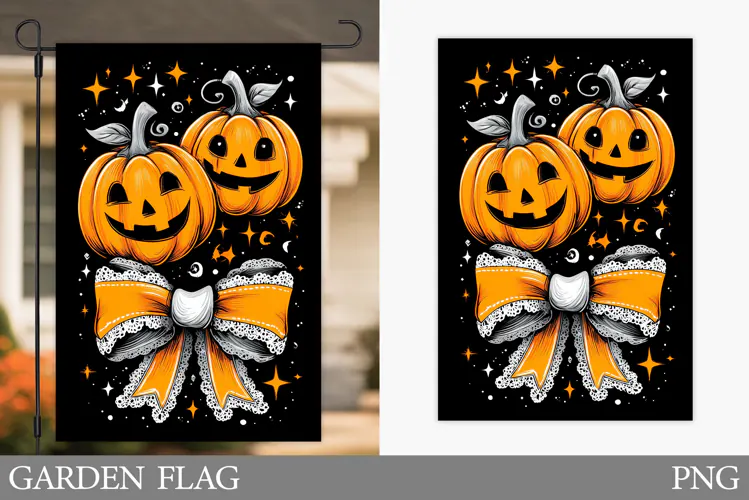 Halloween Pumpkin Garden Flag. Halloween Garden Flag Design