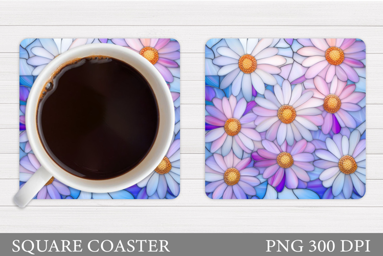 Daisy Flowers Coaster Design. Flowers Sublimation