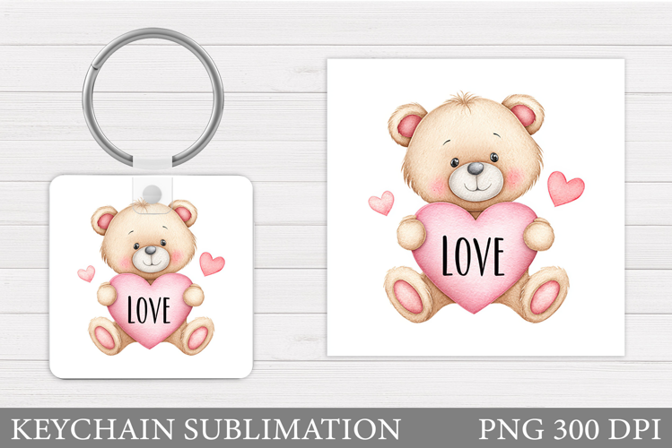 Valentines Bear Keychain. Cute Bear Keychain Design