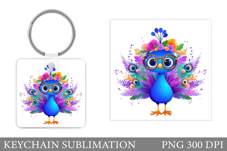 Peacock Keychain Design. Peacock Sublimation example image 1