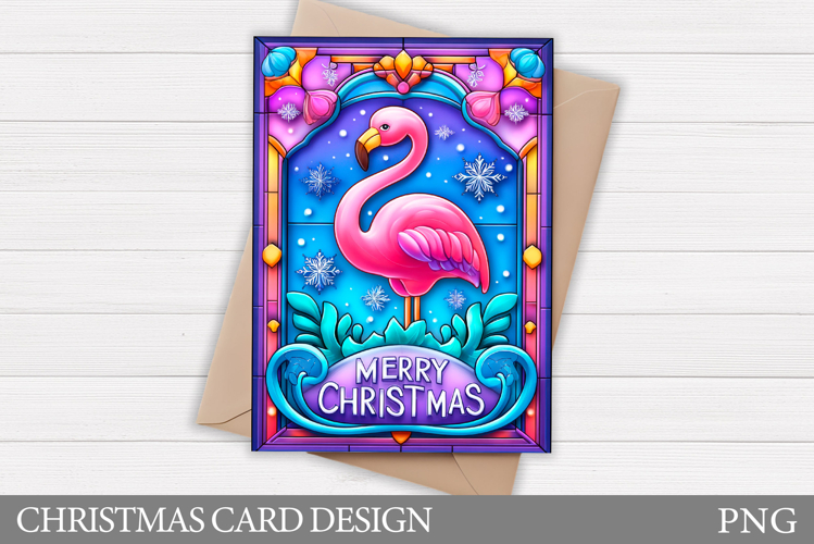 Christmas Flamingo Card Design. Christmas Card Printable