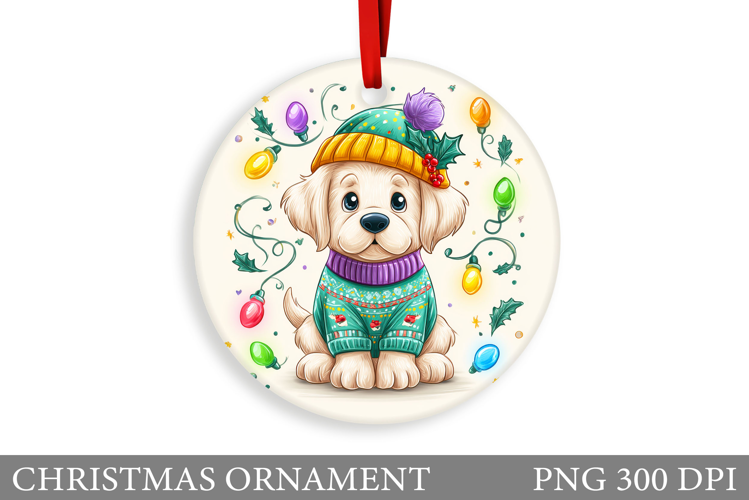 Cute Dog Christmas Ornament. Winter Dog Christmas Ornament