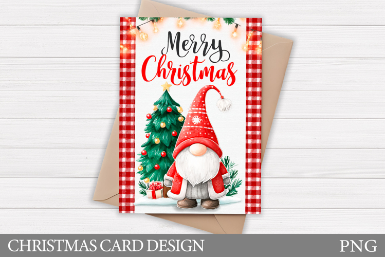 Christmas Gnome Card Printable. Christmas Card Design