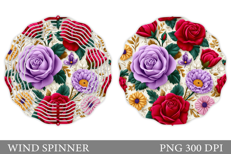Flowers Wind Spinner Design. Floral Wind Spinner Sublimation