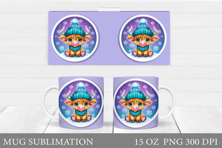 Christmas Cow Mug Design. Christmas Mug Sublimation