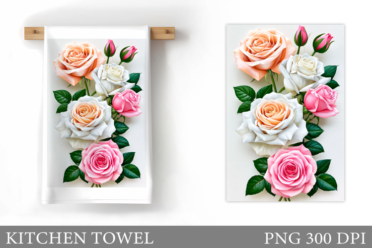 Roses Kitchen Towel. Flowers Kitchen Towel Design