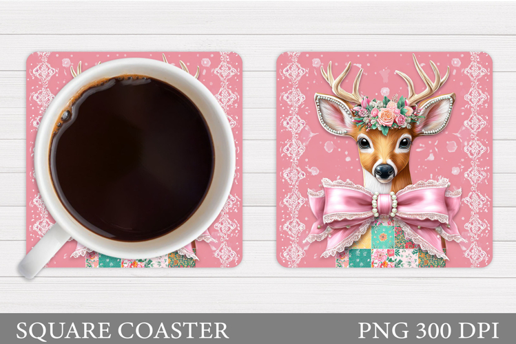 Christmas Deer Coaster Sublimation. Christmas Coaster Design