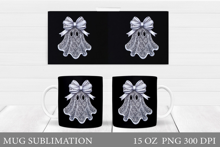 Halloween Ghost Mug Design. Cute Halloween Mug Sublimation