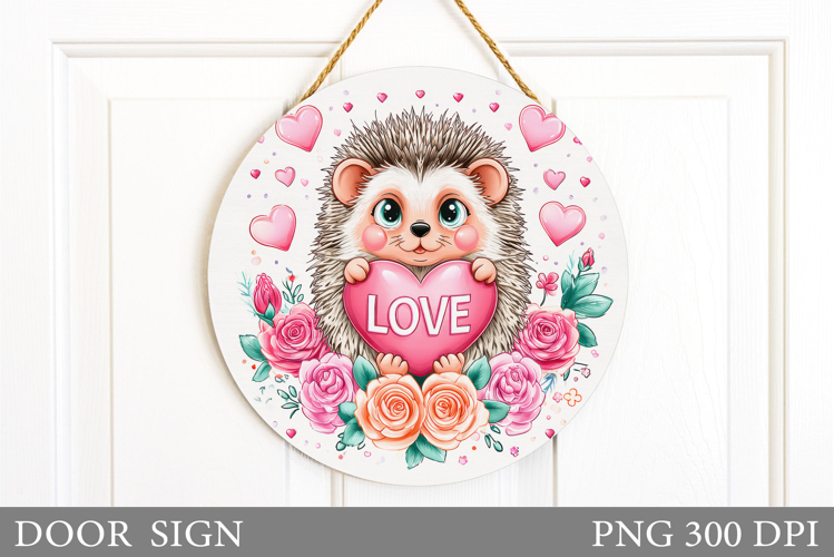 Valentines Hedgehog Door Sign. Valentines Door Sign Design