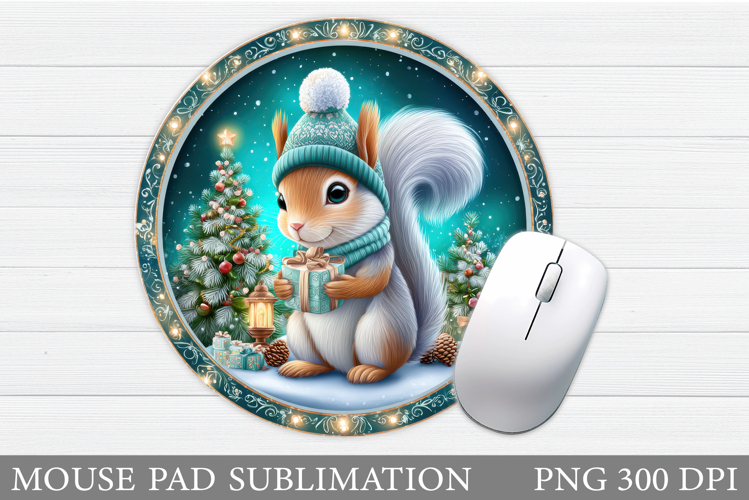 Christmas Squirrel Mouse Pad. Christmas Mouse Pad Design