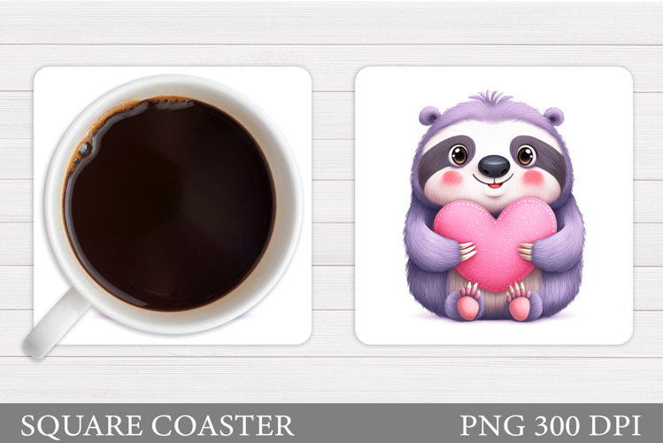 Valentines Sloth Coaster Design. Valentines Sloth Coaster