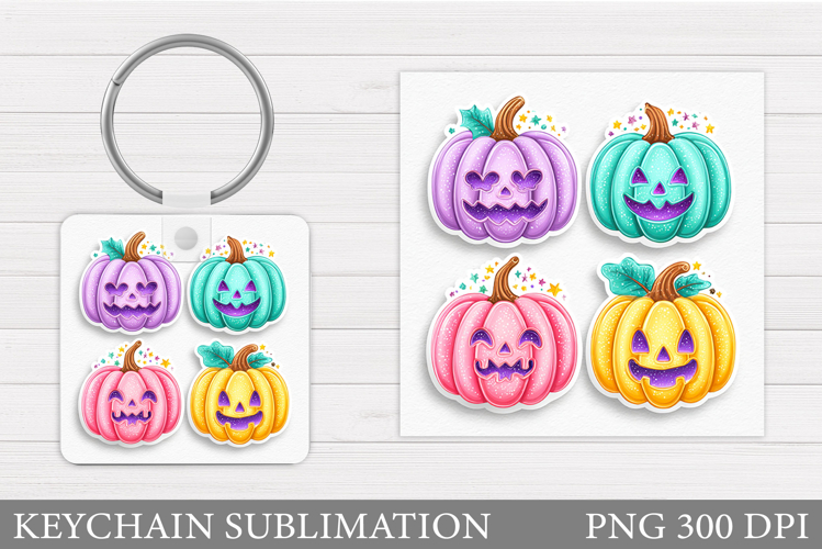 Halloween Pumpkin Keychain. Halloween Keychain Design
