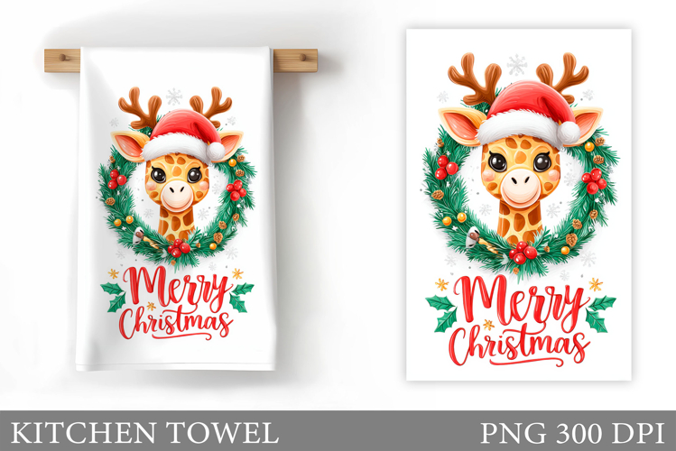Cute Giraffe Kitchen Towel. Christmas Kitchen Towel Design
