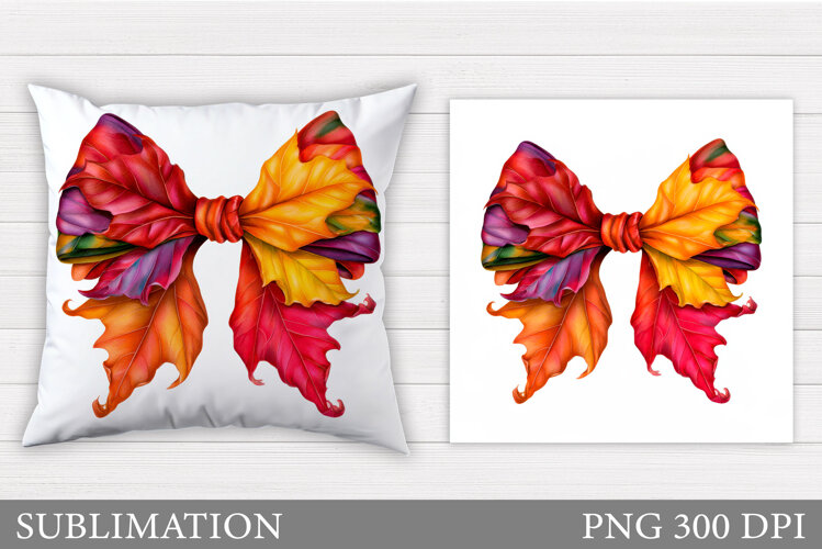 Fall Bow Pillow Design. Fall Pumpkin Sublimation example image 1