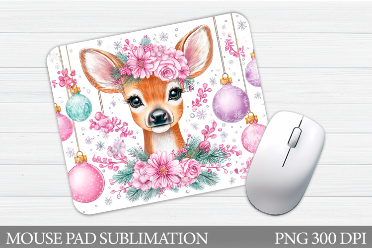 Cute Deer Mouse Pad Sublimation. Christmas Mouse Pad Design