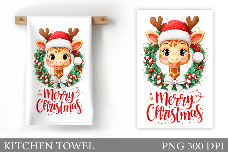 Cute Giraffe Kitchen Towel. Christmas Kitchen Towel Design