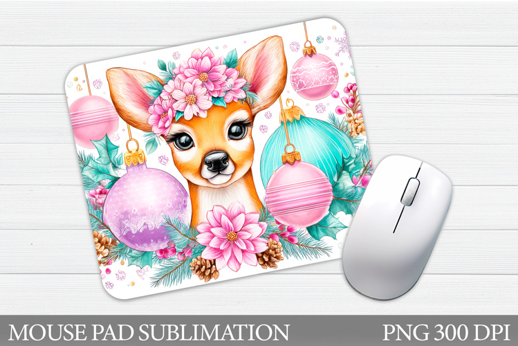 Cute Deer Mouse Pad Sublimation. Christmas Mouse Pad Design