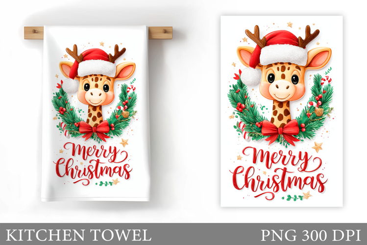 Cute Giraffe Kitchen Towel. Christmas Kitchen Towel Design