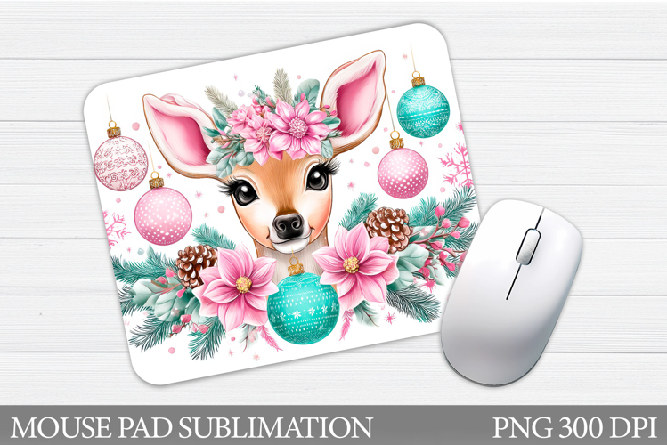 Cute Deer Mouse Pad Sublimation. Christmas Mouse Pad Design