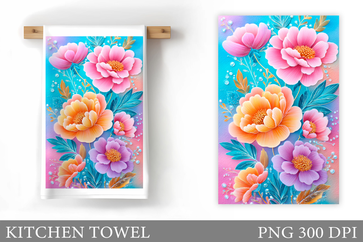 Floral Kitchen Towel Design. Flowers Kitchen Towel