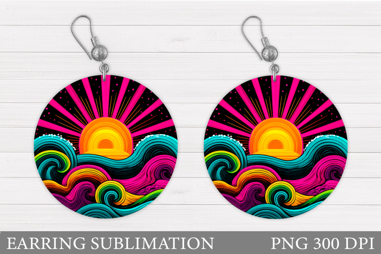 Sun Earring Sublimation. Sea Earring Design