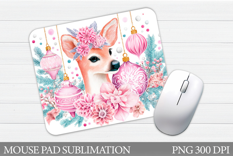 Cute Deer Mouse Pad Sublimation. Christmas Mouse Pad Design