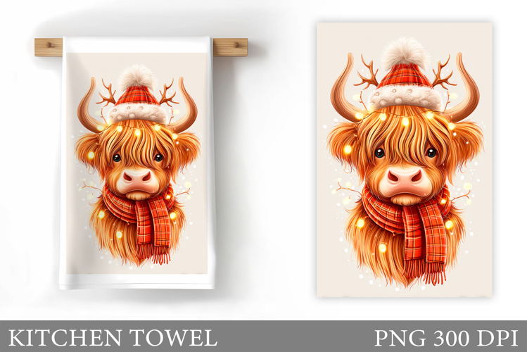 Christmas Cow Kitchen Towel Design. Christmas Kitchen Towel
