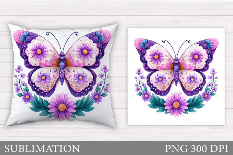 Butterfly Pillow Design. Butterfly Flowers Pillow