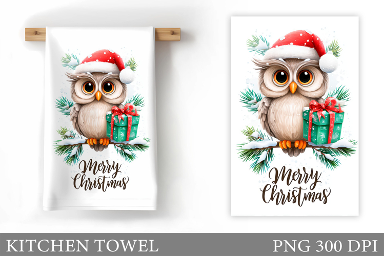 Christmas Owl Kitchen Towel. Christmas Owl Kitchen Towel