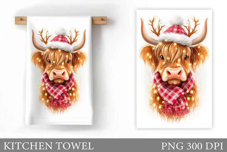 Christmas Cow Kitchen Towel Design. Christmas Kitchen Towel