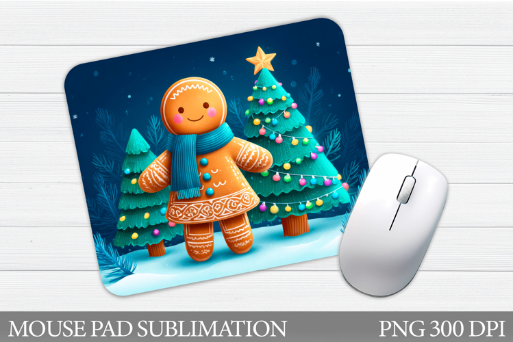 Cute Gingerbread Mouse Pad. Christmas Mouse Pad Design