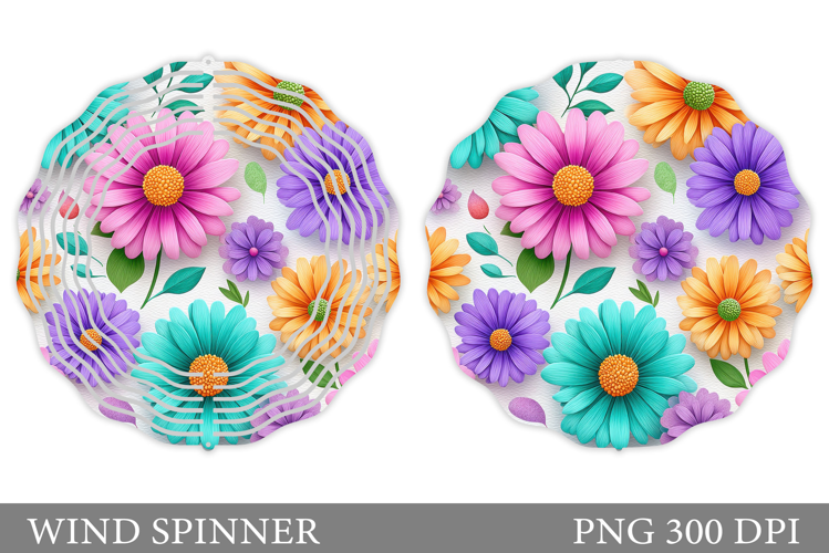 Floral Wind Spinner Sublimation. Flowers Wind Spinner Design