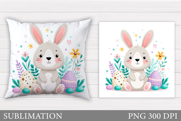 Easter Bunny Sublimation. Easter Bunny Pillow Design example image 1