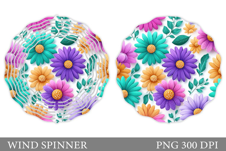 Flowers Wind Spinner Design. Floral Wind Spinner Sublimation