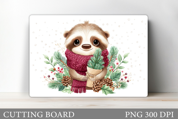Christmas Sloth Cutting Board. Christmas Cutting Board