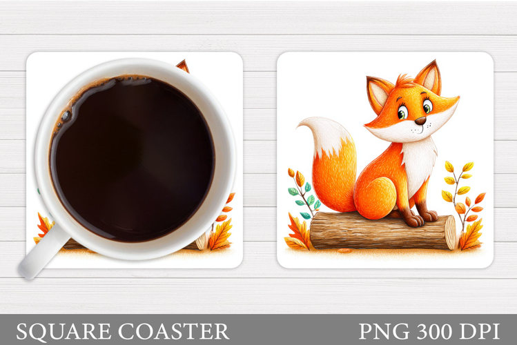 Fall Fox Coaster Design. Fall Coaster Sublimation