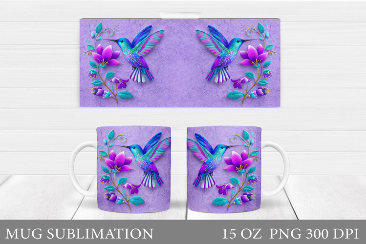 Hummingbird Mug Design. Flowers Mug Sublimation