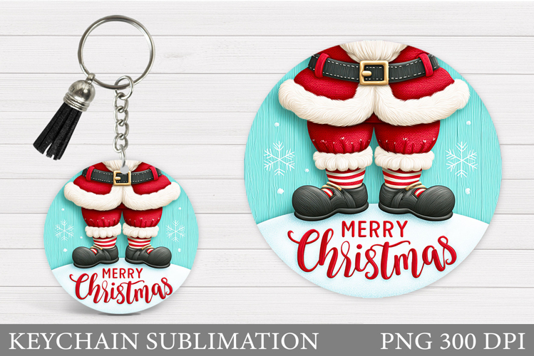 Merry Christmas Keychain. Santa Claus Keychain Design