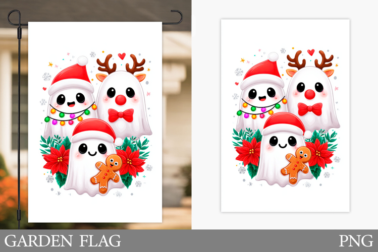 Christmas Ghost Garden Flag. Christmas Garden Flag Design