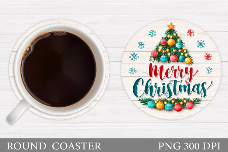 Christmas Tree Coaster Design. Christmas Coaster Sublimation example image 1